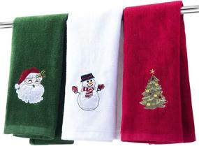 img 4 attached to 🎄 25" x 16" Christmas Hand Towels - Decorative Set for Bathroom and Kitchen, Holiday Dish Towels, Fingertip Towel - Ultra Soft and Highly Absorbent 100% Cotton Towel - Gift Set (Green, White, Red)