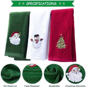 img 2 attached to 🎄 25" x 16" Christmas Hand Towels - Decorative Set for Bathroom and Kitchen, Holiday Dish Towels, Fingertip Towel - Ultra Soft and Highly Absorbent 100% Cotton Towel - Gift Set (Green, White, Red)