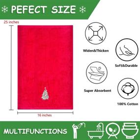 img 3 attached to 🎄 25" x 16" Christmas Hand Towels - Decorative Set for Bathroom and Kitchen, Holiday Dish Towels, Fingertip Towel - Ultra Soft and Highly Absorbent 100% Cotton Towel - Gift Set (Green, White, Red)