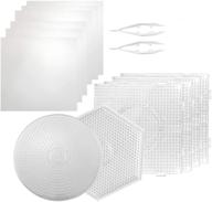 🧩 faxco 6-pack 5mm large clear plastic fuse beads boards for diy craft beads - includes 6 ironing paper and 2 white beads tweezers logo