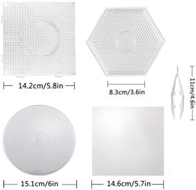 img 3 attached to 🧩 Faxco 6-Pack 5mm Large Clear Plastic Fuse Beads Boards for DIY Craft Beads - Includes 6 Ironing Paper and 2 White Beads Tweezers