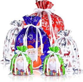 img 4 attached to 🎁 MIAHART Christmas Drawstring Wrapping Assorted: Festive and Easy-to-Use Gift Packaging