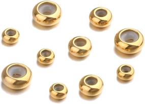 img 1 attached to 📿 21-Piece Set of Gold Stainless Steel Rubber Stopper Spacer Beads for DIY Bracelet and Necklace Crafts – Jewelry Findings Accessories with Insert Rubber Hole Flat Loose Beads