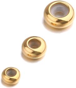 img 2 attached to 📿 21-Piece Set of Gold Stainless Steel Rubber Stopper Spacer Beads for DIY Bracelet and Necklace Crafts – Jewelry Findings Accessories with Insert Rubber Hole Flat Loose Beads