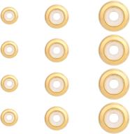 📿 21-piece set of gold stainless steel rubber stopper spacer beads for diy bracelet and necklace crafts – jewelry findings accessories with insert rubber hole flat loose beads logo