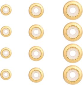 img 4 attached to 📿 21-Piece Set of Gold Stainless Steel Rubber Stopper Spacer Beads for DIY Bracelet and Necklace Crafts – Jewelry Findings Accessories with Insert Rubber Hole Flat Loose Beads