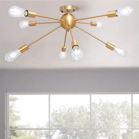 img 3 attached to 🔆 KOSTOMO 8C Lights-Gold: Rustic Sputnik Chandelier for Modern Pendant Lighting in Kitchen, Bathroom, Bedroom, and More!