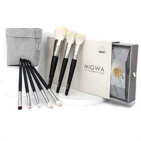 img 4 attached to 💄 Pro Makeup Artists' Essential: Luxurious Goat Hair Brush Set with Washable Organizer Bag (8-Piece Set)