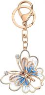 🦋 butterfly keychain handbag with rhinestones in white and blue logo