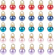 🌸 pearlescent elegance: ph pandahall 50pcs 5 color imitation pearl charms pendants with rhinestone for jewelry making logo