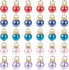 img 4 attached to 🌸 Pearlescent Elegance: PH PandaHall 50pcs 5 Color Imitation Pearl Charms Pendants with Rhinestone for Jewelry Making