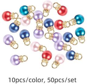 img 1 attached to 🌸 Pearlescent Elegance: PH PandaHall 50pcs 5 Color Imitation Pearl Charms Pendants with Rhinestone for Jewelry Making