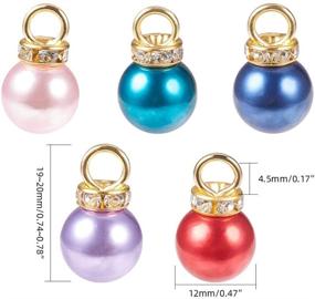 img 3 attached to 🌸 Pearlescent Elegance: PH PandaHall 50pcs 5 Color Imitation Pearl Charms Pendants with Rhinestone for Jewelry Making