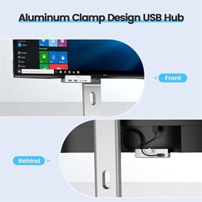 img 1 attached to ORICO USB 3.0 Hub with 3-in-1 Desk Mount Clamp: SD Card Reader, 5Gbps Speed, Multi-Port Adapter, 2-Port USB Splitter for Laptop, PC, Camera, Keyboard, and More - Sleek Silver Design