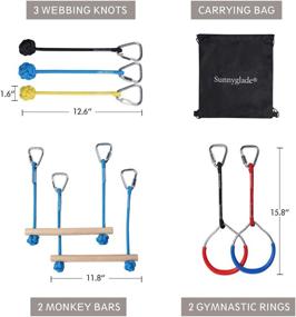 img 2 attached to 🌞 Sunnyglade Backyard Ninja Line Hanging Obstacle Course - Ultimate 40ft Slackline Kit for Kids with 2 Bars, 3 Fists & 2 Rings