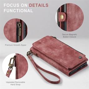 img 1 attached to 📱 Stylish and Protective Defencase Samsung Galaxy S21 Ultra Wallet Case with Magnetic Flip, Lanyard Strap, and Card Holder - Red