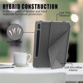 img 2 attached to 📱 Premium Gray Slim Folding Case for Samsung Galaxy Tab S7 11 inch 2020 with Multi-Viewing Angles and Pencil Holder