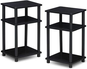 img 4 attached to 🏢 FURINNO Just 3-Tier Turn-N-Tube 2-Pack End Table: Stylish Americana/Black Design for Modern Homes