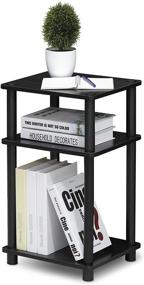 img 1 attached to 🏢 FURINNO Just 3-Tier Turn-N-Tube 2-Pack End Table: Stylish Americana/Black Design for Modern Homes