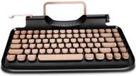 rymek typewriter style mechanical keyboard: wired & wireless, tablet stand, bluetooth (black) logo