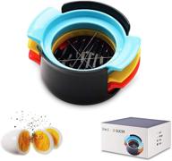 🍳 upgrade your kitchen with the 3-in-1 egg slicer and strawberry cutter for hard boiled eggs - sturdy stainless steel wire - black logo