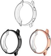 📱 3-pack fintie samsung galaxy watch active 40mm case - premium soft tpu screen protector, all-around protective bumper shell cover (not fit for active 2) - black, clear, rose gold logo