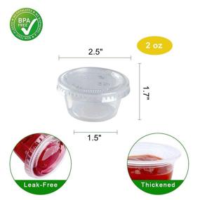 img 1 attached to 🍽️ Convenient Bulk Pack: TashiBox 200 Sets of 2 Ounce Disposable Plastic Jello Shot Cups with Lids, Ideal for Souffle and Portion Control