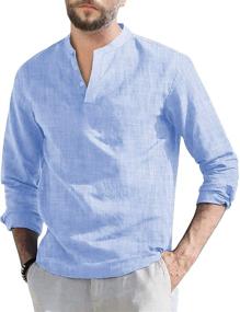 img 1 attached to Sleeve Henley Cotton Summer T Shirts