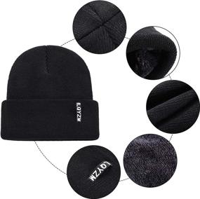 img 1 attached to 4-Piece Winter Beanie Hat and Glove Set with Fleece Lining - Unisex Cap and Glove Set for Men and Women (Black + Gray)