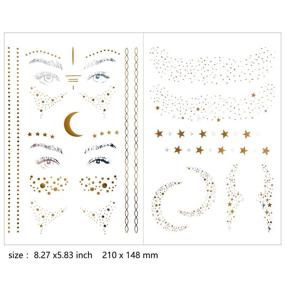 img 2 attached to 🌟 10 Sheets Face Tattoos Sticker Set - Freckle Sticker and Metallic Temporary Tattoo for Women