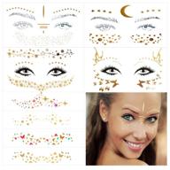 🌟 10 sheets face tattoos sticker set - freckle sticker and metallic temporary tattoo for women logo