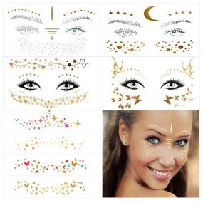 img 4 attached to 🌟 10 Sheets Face Tattoos Sticker Set - Freckle Sticker and Metallic Temporary Tattoo for Women