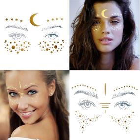 img 1 attached to 🌟 10 Sheets Face Tattoos Sticker Set - Freckle Sticker and Metallic Temporary Tattoo for Women