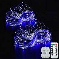 🔵 beewin 2 pack 33ft 100 led copper string lights: waterproof, remote timer, 8 modes, ideal for wedding, patio, bedroom, party, xmas decor - blue, 2pcs логотип