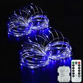 img 4 attached to 🔵 Beewin 2 Pack 33ft 100 LED Copper String Lights: Waterproof, Remote Timer, 8 Modes, Ideal for Wedding, Patio, Bedroom, Party, Xmas Decor - Blue, 2pcs