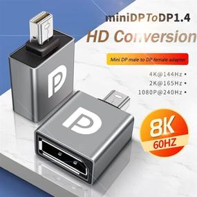 img 3 attached to Адаптер Mini DisplayPort на DisplayPort DP1.4 8K@60Hz - высокоскоростной адаптер DP Mini-мужской на DP-женский разъем, идеально подходит для ноутбуков, ПК, телевизоров и игровых мониторов.