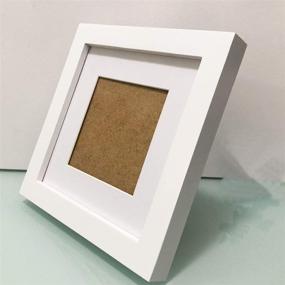 img 3 attached to 🖼️ 7x7 Picture Frames with 4x4 Opening Mat. White Square Photo Frame. Solid Wood or Plastic Panel, for Tabletop or Wall Mounting.