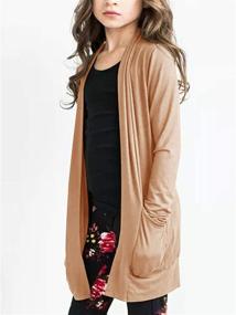 img 3 attached to Floral Lightweight Sleeve Cardigan with Pockets for Girls' Clothing, Tops, Tees & Blouses