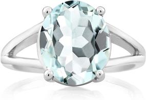 img 3 attached to 💍 Stunning Gem Stone King Sky Blue Aquamarine Engagement Ring (4.00 Ct Oval, Sizes 5-9)