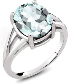 img 4 attached to 💍 Stunning Gem Stone King Sky Blue Aquamarine Engagement Ring (4.00 Ct Oval, Sizes 5-9)