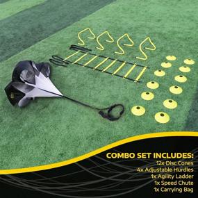 img 3 attached to 🏻 A11N Speed & Agility Training Combo Set - Level up Your Speed, Agility, and Quickness with 4 Adjustable Hurdles, Quick Ladder, Speed Chute, and 12 Cones