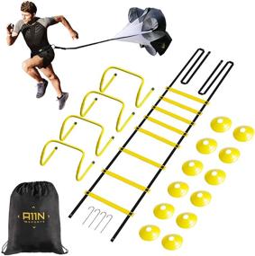 img 4 attached to 🏻 A11N Speed & Agility Training Combo Set - Level up Your Speed, Agility, and Quickness with 4 Adjustable Hurdles, Quick Ladder, Speed Chute, and 12 Cones