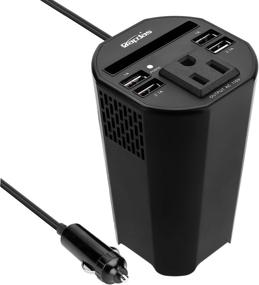 img 4 attached to 🚗 Bapdas 150W Car Cup Power Inverter DC 12V to 110V AC Converter with 1 AC Outlet and 4 USB Ports for Tablets, Laptops, and Smartphones - Black