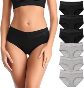 img 4 attached to Women's Cotton Mid-Waist Panties: Soft & Comfy Briefs with Full Coverage, Lace Band - Multi-Pack for Ladies