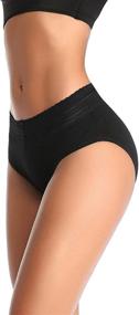 img 1 attached to Women's Cotton Mid-Waist Panties: Soft & Comfy Briefs with Full Coverage, Lace Band - Multi-Pack for Ladies