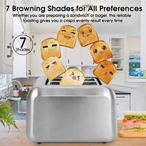 img 3 attached to 🍞 Premium Stainless Steel 2-Slice Bagel Toaster with Wide Slots, 7 Shade Settings, and Removable Crumb Tray – Even Toasting for Bread and Waffles