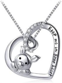 img 3 attached to 🐷 Sterling Silver Crystal Love Pendant Necklaces with Cute Little Pig Design, Engraved 'Keep Me in Your Heart' - Perfect Gifts for Her, Women, & Girls