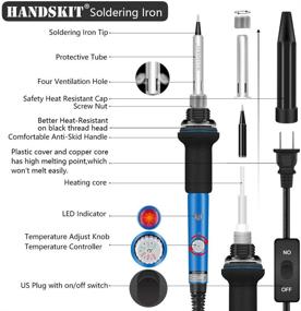 img 3 attached to 🔧 21-in-1 Electronics Soldering Iron Kit - Adjustable Temperature, 60W Soldering Iron, 5 Tips, Stand, Desoldering Pump, Magnifier, Solder Wire, Tweezer, PU Carry Bag