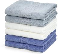 🧼 cleanbear washcloths & face towels for bathrooms: large soft wash cloths with decorative patterns, 6-pack (13x13 inches) logo