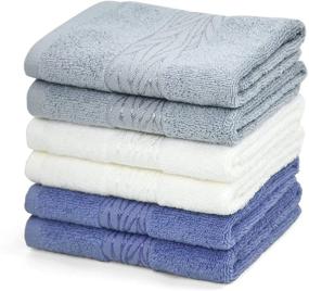 img 4 attached to 🧼 Cleanbear Washcloths & Face Towels for Bathrooms: Large Soft Wash Cloths with Decorative Patterns, 6-Pack (13x13 Inches)